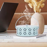 2PCS 14cm Metal Mosquito Coil and Incense Holder with Lid Floral Cutout Design Blue And Black
