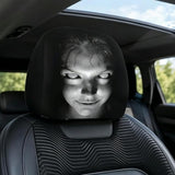 2 PCS Horror Face Car Headrest Covers for Halloween Parties and Pranks Style 1