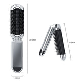 2Pcs Folding Brush with Mirror for Women Girls - Mini Hair Brush Silver Plated