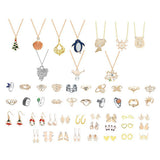 Christmas Advent Calendar Jewelry Set Earrings Rings Necklaces Keychains Blue