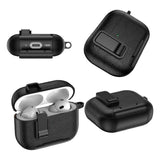 Protective Case Compatible With AirPods Pro 3 2025 Shockproof Cover with Keychain Hook Black