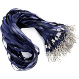 50PCS ID Badge Lanyards Polyester Flat with 360 Swivel Hooks Blue