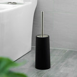 2 PCS Toilet Brush Set with 304 Stainless Steel Handle and Holder Black