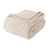 Soft & Fluffy Fleece Throw Blanket Perfect for Sofa Couch Chair Bed Living Room & Bedroom Beige