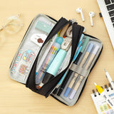 Soft Polyester Pencil Pouch with Multiple Pockets for Student Teen Black