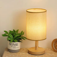 USB Powered Small Bedside Night Light Minimalist Table Lamp with Round Fabric Shade for Bedroom College Dorm Yellow