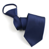 Pre-Tied Zip Necktie 8cm for Men Wedding Business Formal Navy Blue
