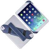 360 Degree Rotating Tablet Holder Stand with PU Leather Hand Strap Blue