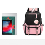 Girls Backpack for Middle School Students with USB Charging Port Pink