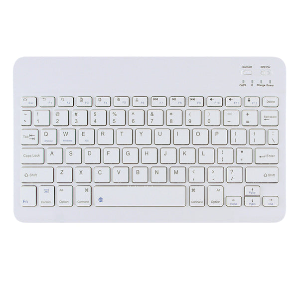 10-inch Ultra-Slim Bluetooth Keyboard Portable Mini Wireless Keyboard Rechargeable for iOS Android Windows Tablet Smartphone White