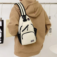 Water-resistant Travel Chest Pack Outdoor Shoulder Sling Bag Crossbody Bag with Earphone Hole White