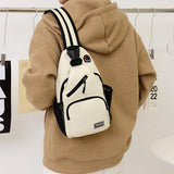 Water-resistant Travel Chest Pack Outdoor Shoulder Sling Bag Crossbody Bag with Earphone Hole White