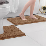 2 PCS Absorbent Bathroom Mat and U Shape Toilet Rug Set Khaki