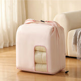 2 Piece Hand Compression Quilt Storage Bags with Valve and Clear Window Pink