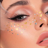 6PCS Glitter Freckles Face Tattoo Water Resistant Gold Party Stickers Style 3