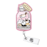 Cute Badge Clip Reel Retractable for Students Teachers Staff Pink