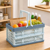 Collapsible Shopping Basket with Handles for Camping Shopping Blue