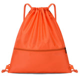 Water-resistant Drawstring Backpack Bag Portable Gym for Outdoor Travel Orange
