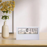 Digital Alarm Clock Multifunctional Desk Clock Temperature Humidity Date Weather Display Office Home Decor Transparent Style