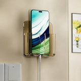 2 PCS No Drill Wall Phone Holder Clear Phone Stand for Home Brown