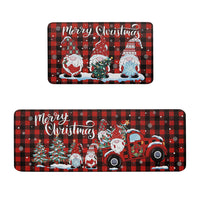 2PCS Christmas Floor Mats Set – Non-Slip Rugs for Kitchen Bathroom Living Room and Doorway Style 1