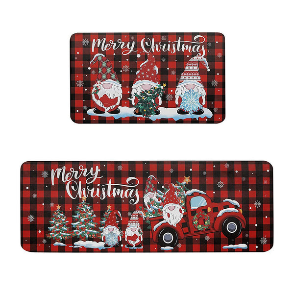 2PCS Christmas Floor Mats Set – Non-Slip Rugs for Kitchen Bathroom Living Room and Doorway Style 1