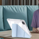 Case with Y-Shaped Stand for iPad 10th Gen 10.9 and iPad 11th Gen A16 11-inch Clear Back Cover with Pencil Holder Blue