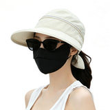 Detachable Wide Brim Sun Hat 2 in 1 with Zipper for Women Off White