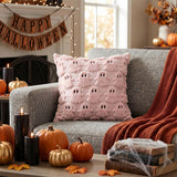 Halloween Ghost Decorative Pillow Cover Cute with Zipper for Home Office Pink
