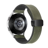 20mm Magnetized Leather Watch Band – Genuine Leather Strap for Samsung Huawei Xiaomi Dark Green