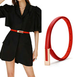 Women's Casual Belt PU Leather Vintage Adjustable 72-94cm Red