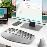 Wireless Keyboard and Mouse Combo 2.4G Full Size Wave Keys  for Windows Desktop Gray-White Gradient