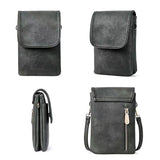 Trendy Crossbody Bags for Women PU Leather Triple Compartment Sling Purse for Cell Phone Black