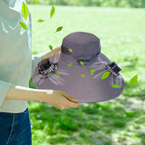 Solar Rechargeable Fan Hat with Dual Fans for Fishing Camping Outdoor Gray