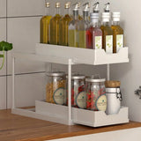 2-Tier Double Sliding Under Sink Organizers Bathroom Cabinet Shelf Organizer Storage Rack White