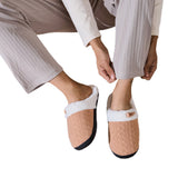 Warm Knit House Slippers for Women Comfy Slippers Indoor Outdoor Soles Dark Khaki
