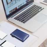 A7 Pocket Notebook PU Leather Notepad with Card Slot Blue