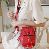 Women Mobile Phone Bag PU Leather Purse Wallet Shoulder Pouch Small Crossbody Bag Red