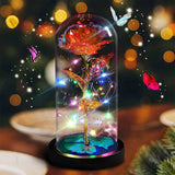 Eternal Rose Night Light in Glass Dome with LED for Bedroom Home Decor Red