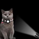 Reflective Cat Collar with AirTag Holder Adjustable Breakaway Pet Collar with Bell for Cats and Small Pets Pink