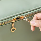 PU Leather Makeup Bag Large Capacity Travel Cosmetic Bag Toiletry Bag for with Handle and Divider Green