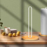 Freestanding Paper Towel Holder with Non-Slip Wood Base for Countertop White