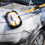 3 Section Car Wash Brush Telescopic with 15 Degree Bent Handle Yellow