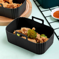 Reusable Silicone Air Fryer Liner – Non-Stick Dual Basket & Easy Clean Black