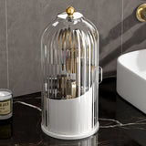 Toothbrush Holders with Sliding Lid Rotating Bathroom Organizer Countertop for Vanity Makeup Brushes Holder White