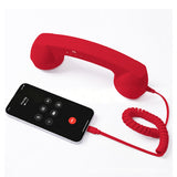 Handheld Retro  Wired Telephone Handset with Microphone for Smartphones PC Red