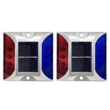 2 PCS Solar Deck Lights for Outdoor Roadway Driveway and Path Marking Red and Blue