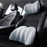 2Pcs Set Lumbar Neck Support Pillow Memory Foam Cushion for Car Office Chair Seat Gray Combo