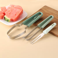 3-in-1 Watermelon Fork Slicer Cutter Watermelon Popsicle Cutter Camping Kitchen Gadgets Green