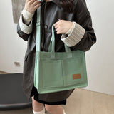 Large Canvas Tote Bag for Women Multi-Pocket Crossbody Bag Work Bible Messenger Purse Green